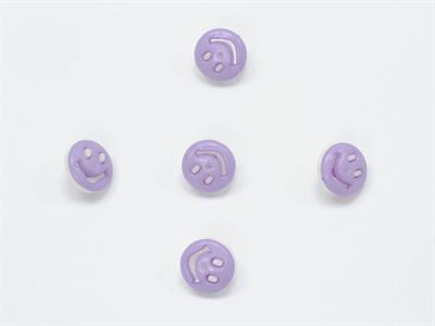 5 Smiling Face Figure Buttons Multicolor Light Lilac, White 15mm long