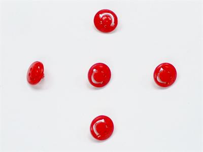 5 Smiling Face Figure Buttons Red 15mm long