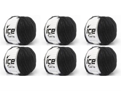 6x50gr. DISCO Viskon, Merino Yün Siyah Lüks, Merinos, Kışlık, Yün, Viskon, Worsted