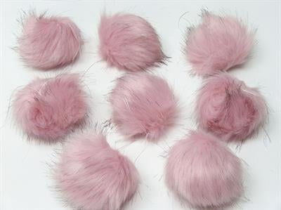 8 Faux Fur PomPoms Baby Pink, Brown
