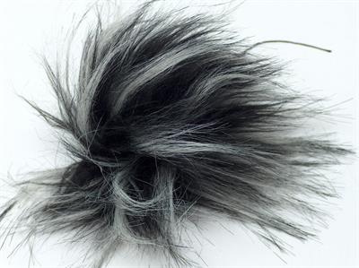 8 Faux Fur PomPoms Black, White, Grey