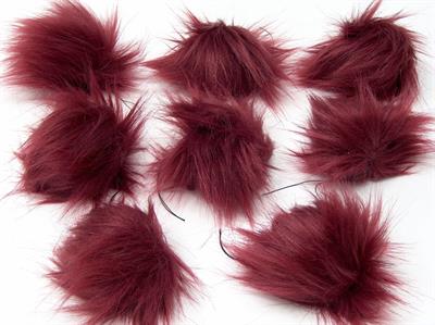 8 Faux Fur PomPoms Dark Burgundy
