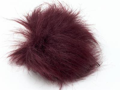 8 Faux Fur PomPoms Dark Maroon