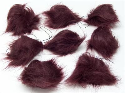 8 Faux Fur PomPoms Dark Maroon