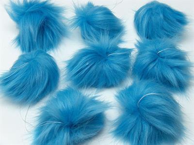 8 Faux Fur PomPoms Light Blue