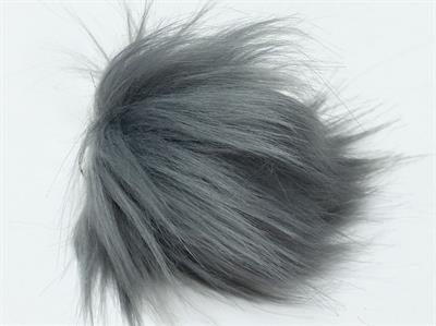8 Faux Fur PomPoms Light Grey