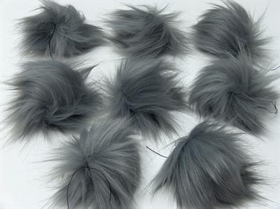 8 Faux Fur PomPoms Light Grey