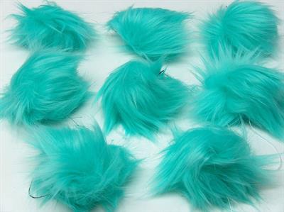 8 Faux Fur PomPoms Mint Green