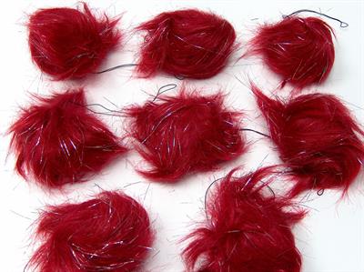 8 Faux Fur PomPoms Red