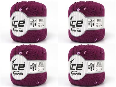 4x50gr. COTTON PAILLETTE FINE Pamuk Mor Metalik Simli, Yazlık İplikler, Pamuk, Boncuklu Pullu