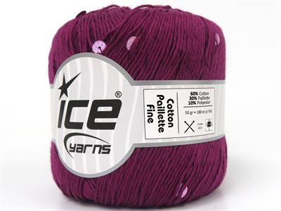 4x50gr. COTTON PAILLETTE FINE Pamuk Mor Metalik Simli, Yazlık İplikler, Pamuk, Boncuklu Pullu