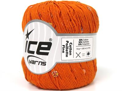 4x50gr. COTTON PAILLETTE FINE Pamuk Turuncu Metalik Simli, Yazlık İplikler, Pamuk, Boncuklu Pullu