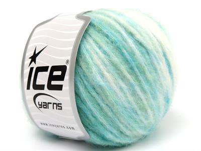 8x50gr. AIR WOOL SPOTS Yün, Akrilik Beyaz, Yeşil Tonları Kışlık, Yün, Batik Desenli, Worsted, Akrilik