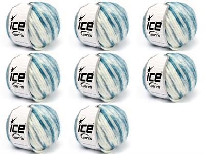 8x50gr. AIR WOOL SPOTS Yün, Akrilik Beyaz, Çamurcun Kışlık, Yün, Batik Desenli, Worsted, Akrilik