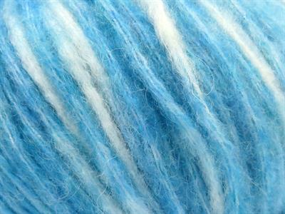 8x50gr. AIR WOOL SPOTS Yün, Akrilik Beyaz, Turkuaz Kışlık, Yün, Batik Desenli, Worsted, Akrilik