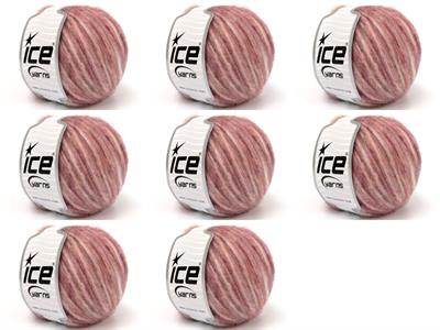 8x50gr. AIR WOOL SPOTS Yün, Akrilik Beyaz, Açık Mürdüm, Açık Pembe Kışlık, Yün, Batik Desenli, Worsted, Akrilik