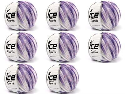 8x50gr. AIR WOOL SPOTS Yün, Akrilik Pembe, Beyaz, Mor Kışlık, Yün, Batik Desenli, Worsted, Akrilik