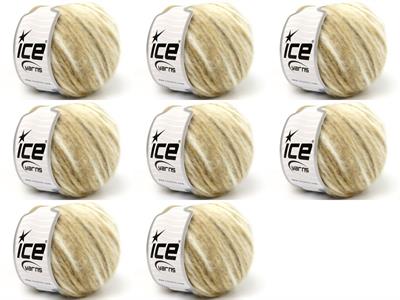 8x50gr. AIR WOOL SPOTS Yün, Akrilik Beyaz, Açık Kahve Kışlık, Yün, Batik Desenli, Worsted, Akrilik