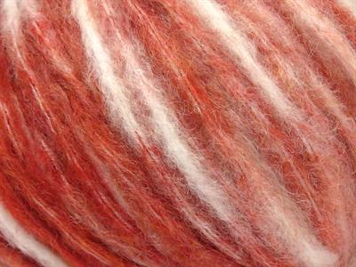 8x50gr. AIR WOOL SPOTS Yün, Akrilik Beyaz, Koyu Turuncu Kışlık, Yün, Batik Desenli, Worsted, Akrilik