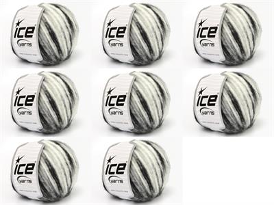 8x50gr. AIR WOOL SPOTS Yün, Akrilik Siyah, Beyaz, Gri Kışlık, Yün, Batik Desenli, Worsted, Akrilik