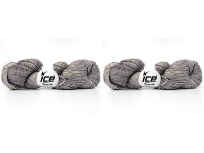 2x100gr. HAND DYED SUPERWASH MERINO  Gri Melanj Lüks, Merinos, Kışlık, Yün, Batik Desenli, Worsted, El Boyama, Makina Yıkama