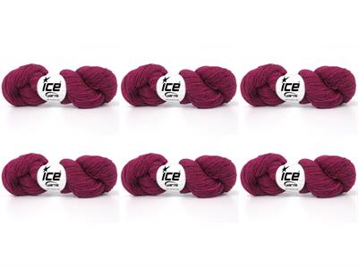 6x50gr. SHETLAND WOOL Yün Koyu Fuşya Lüks, Kışlık, Çok İnce, Yün, 100% Yün