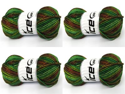 4x100gr. STARRY NIGHT Akrilik Yeşil Tonları Yazlık İplikler, Tığ İşi, Zincir, Akrilik