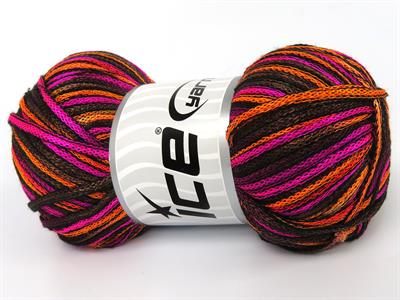 4x100gr. STARRY NIGHT Akrilik Kahverengi, Neon Pembe, Neon Turuncu Yazlık İplikler, Tığ İşi, Zincir, Akrilik