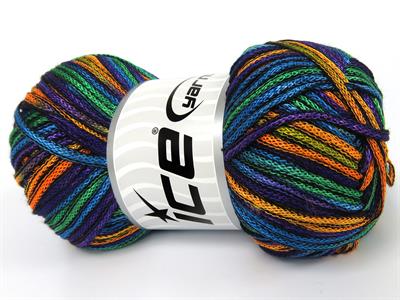 4x100gr. STARRY NIGHT Akrilik Yeşil, Mavi, Mor, Turkuaz, Altın Yazlık İplikler, Tığ İşi, Zincir, Akrilik