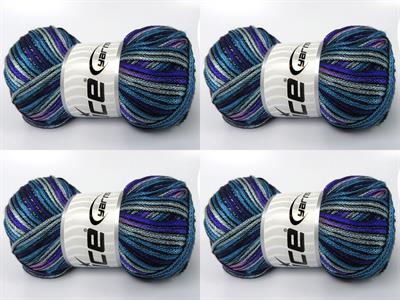 4x100gr. STARRY NIGHT Akrilik Pembe, Leylak, Mavi Tonları Yazlık İplikler, Tığ İşi, Zincir, Akrilik