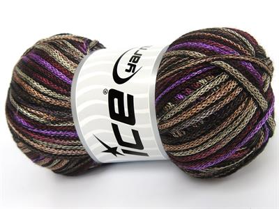 4x100gr. STARRY NIGHT Akrilik Leylak, Kahverengi Tonları, Bakır Yazlık İplikler, Tığ İşi, Zincir, Akrilik