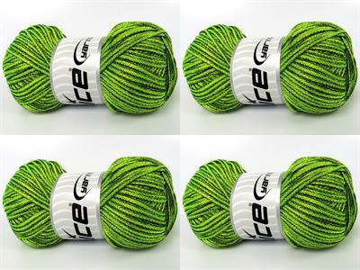 4x100gr. STARRY NIGHT Akrilik Neon Yeşil Yazlık İplikler, Tığ İşi, Zincir, Akrilik