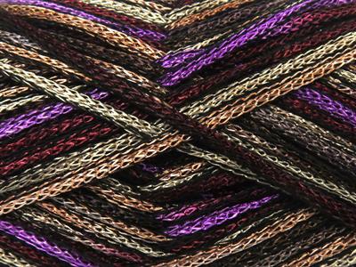 4x100gr. STARRY NIGHT Akrilik Leylak, Kahverengi Tonları, Bakır Yazlık İplikler, Tığ İşi, Zincir, Akrilik