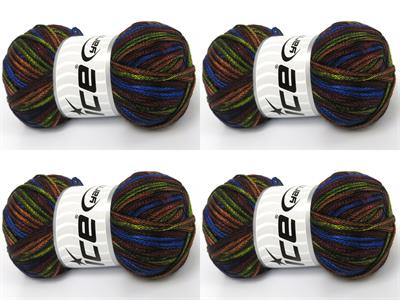 4x100gr. STARRY NIGHT Akrilik Yeşil Yazlık İplikler, Tığ İşi, Zincir, Akrilik