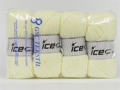 4x100gr. ABANA Akrilik Krem Kışlık, Bebe, Düz iplikler, Worsted, 100% Akrilik