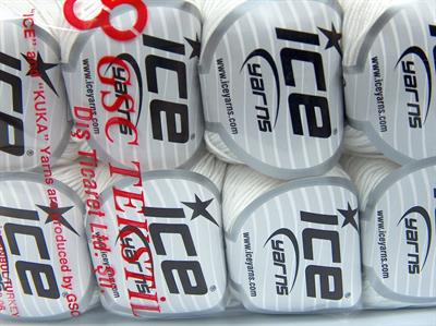 Lot of 8 Skeins Ice Yarns ADEL (50% Cotton) Hand Knitting Yarn White