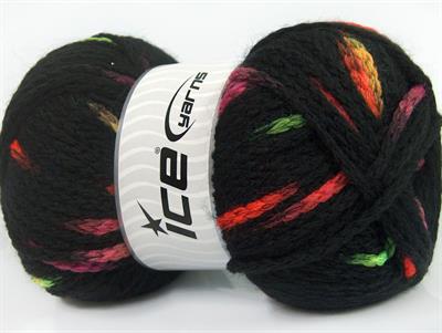 4x100gr. TUBEWOOL BULKY SPOTS Yün, Akrilik Siyah, Neon Renkler Kışlık, Yün, Kalın