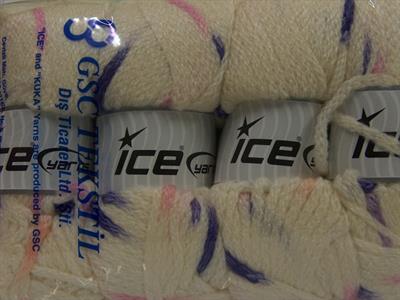 4x100gr. TUBEWOOL BULKY SPOTS Yün, Akrilik Pembe, Leylak, Krem Kışlık, Yün, Kalın