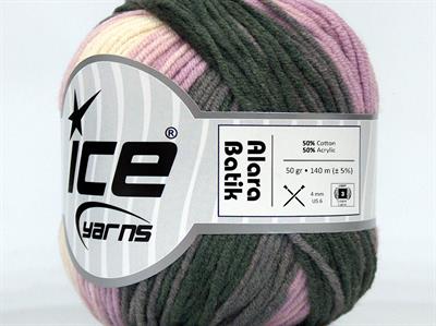 Lot of 8 Skeins Ice Yarns ALARA BATIK (50% Cotton) Yarn Black Pink Shades Grey Cream