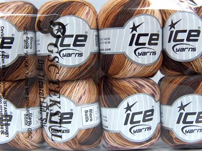 Lot of 8 Skeins Ice Yarns ALARA BATIK (50% Cotton) Yarn Brown Shades Maroon Beige Shades