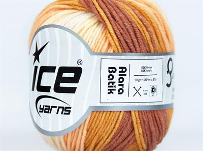 Lot of 8 Skeins Ice Yarns ALARA BATIK (50% Cotton) Yarn Cream Copper Gold Light Salmon Light Yellow