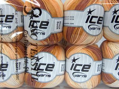 Lot of 8 Skeins Ice Yarns ALARA BATIK (50% Cotton) Yarn Cream Copper Gold Light Salmon Light Yellow