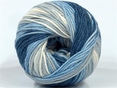 Lot of 8 Skeins Ice Yarns ALARA BATIK (50% Cotton) Yarn Blue Shades Light Grey Light Cream