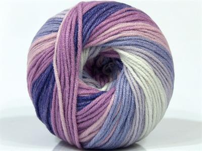 8x50gr. ALARA BATIK Beyaz, Leylak Tonları Pamuk, Akrilik Yazlık İplikler, Pamuk