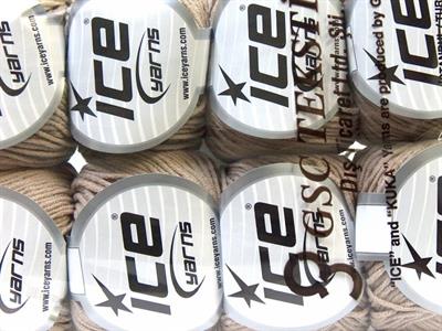 Lot of 8 Skeins Ice Yarns ALARA (50% Cotton) Hand Knitting Yarn Beige