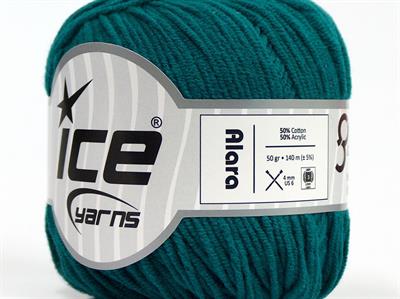 Lot of 8 Skeins Ice Yarns ALARA (50% Cotton) Hand Knitting Yarn Emerald Green
