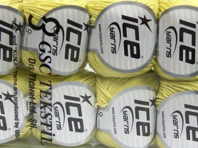 Lot of 8 Skeins Ice Yarns ALARA (50% Cotton) Hand Knitting Yarn Lemon Yellow