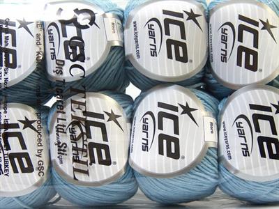Lot of 8 Skeins Ice Yarns ALARA (50% Cotton) Hand Knitting Yarn Light Blue