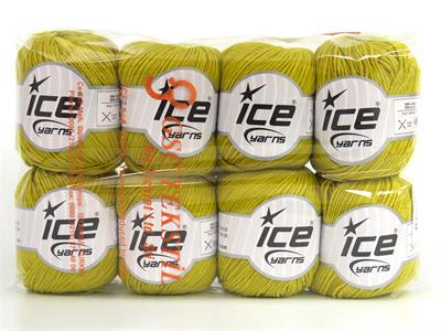 8x50gr. ALARA Pamuk, Akrilik Açık Zeytin Yeşili Yazlık İplikler, Pamuk