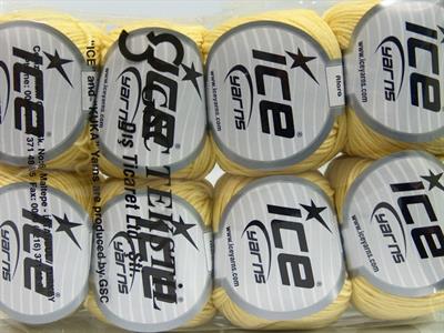 Lot of 8 Skeins Ice Yarns ALARA (50% Cotton) Hand Knitting Yarn Light Yellow